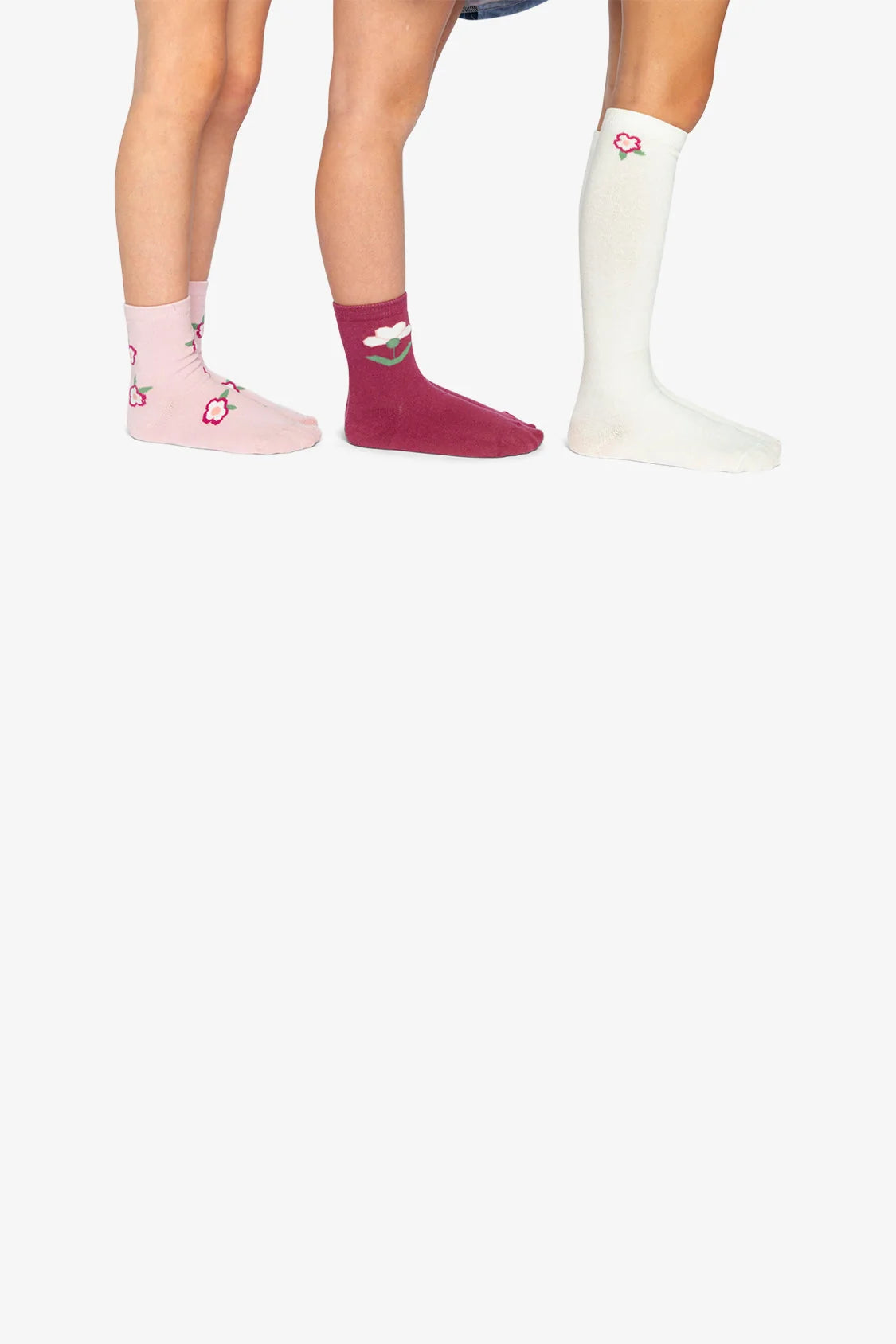 3 Pack Socks | Off-White And Pink | Deux Par Deux
