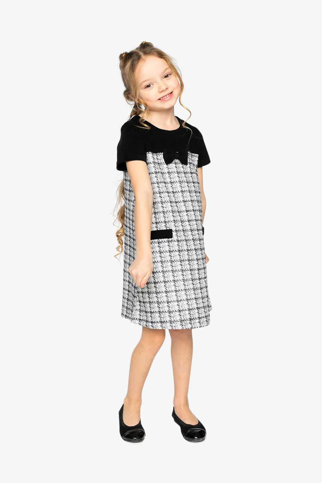 Sleeveless Knitwear A-Line Dress | Black And White | Deux Par Deux