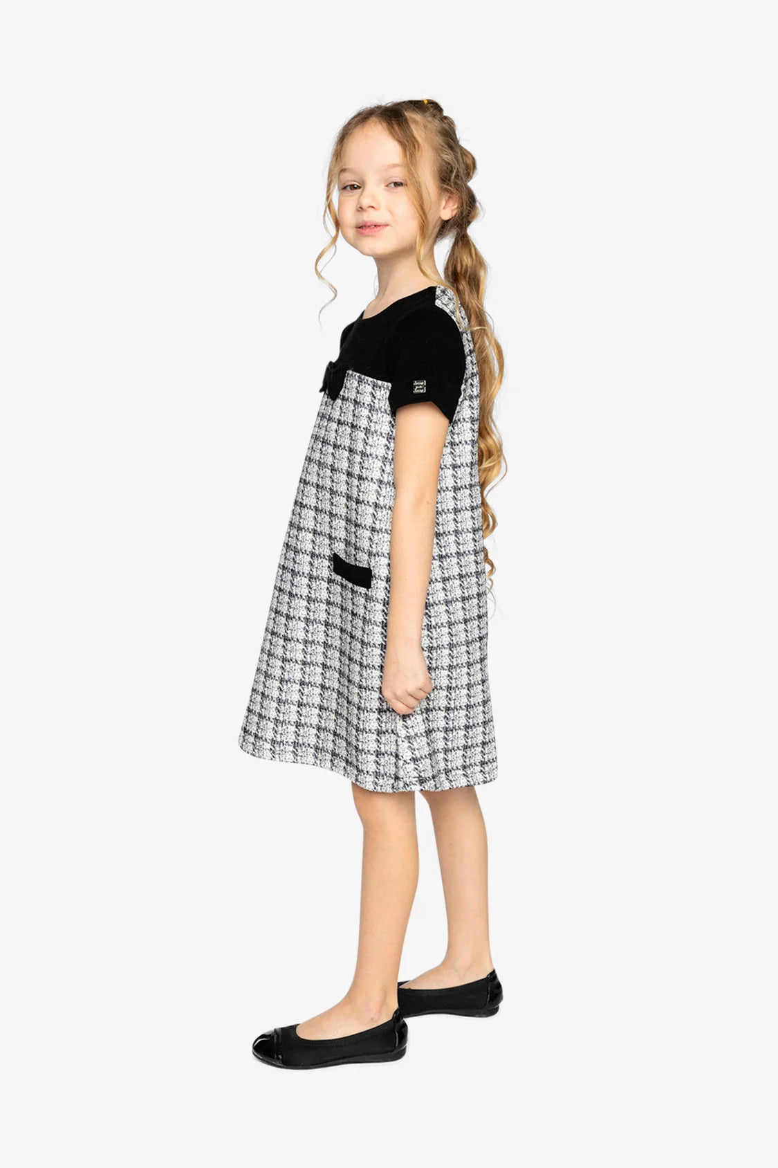 Sleeveless Knitwear A-Line Dress | Black And White | Deux Par Deux