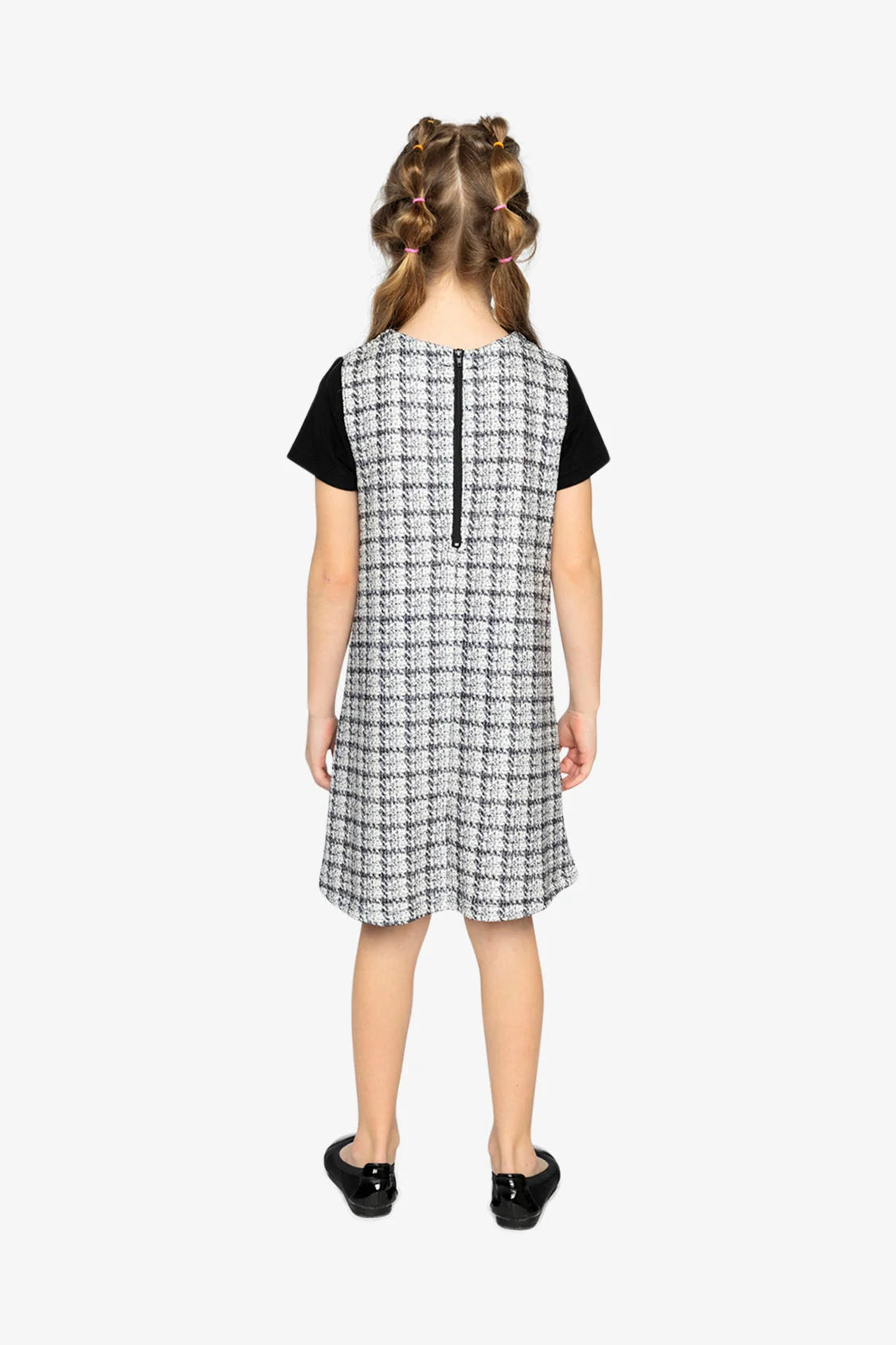 Sleeveless Knitwear A-Line Dress | Black And White | Deux Par Deux