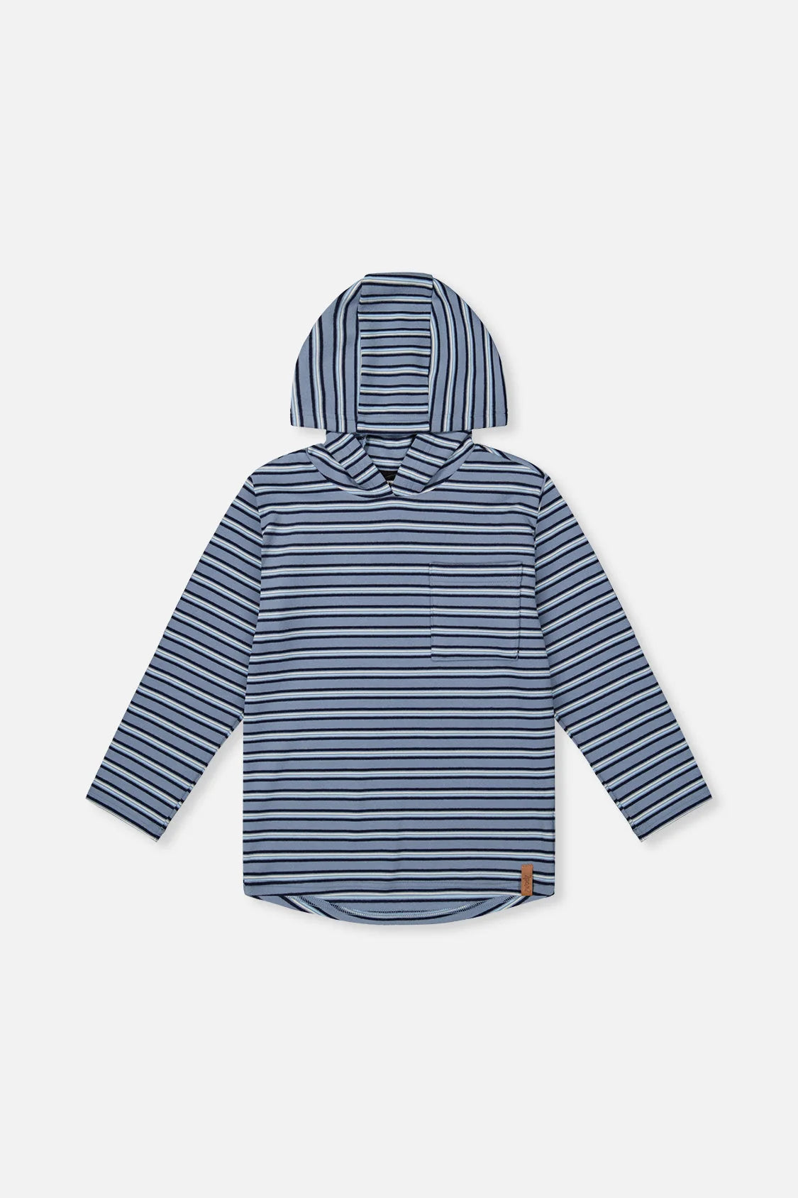 Striped Brushed Jersey Hooded T-Shirt | Blue And White | Deux Par Deux