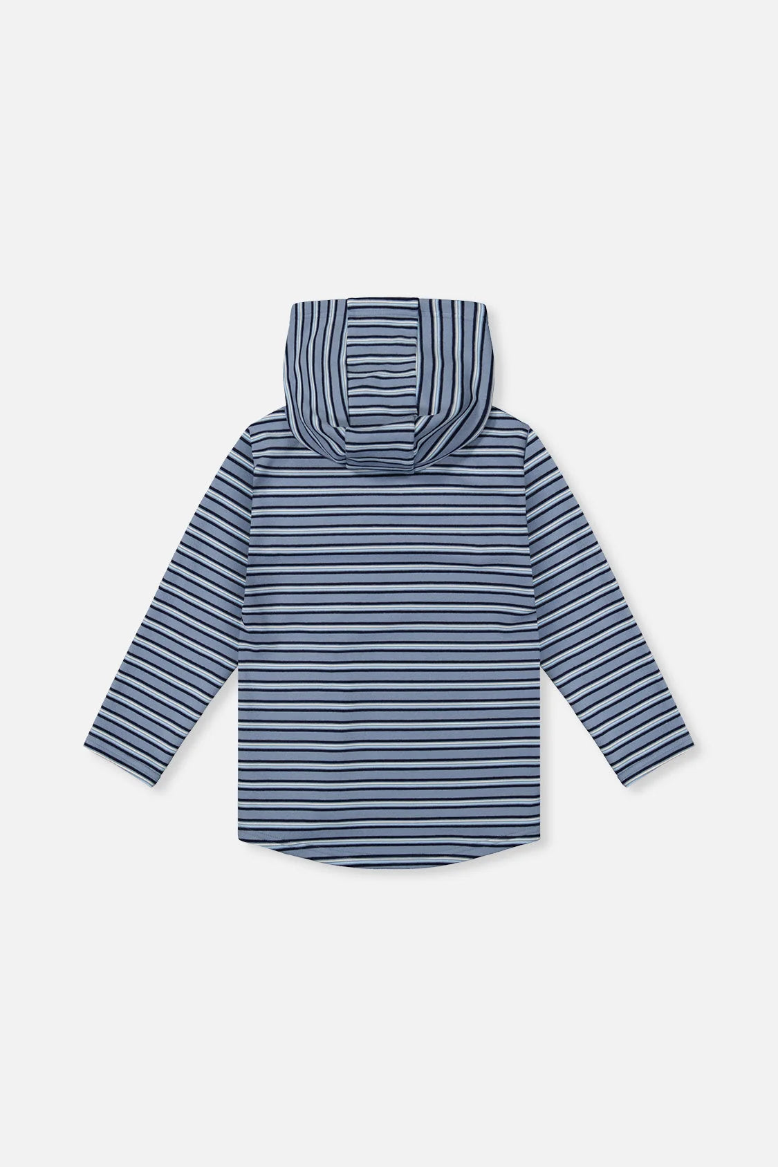 Striped Brushed Jersey Hooded T-Shirt | Blue And White | Deux Par Deux