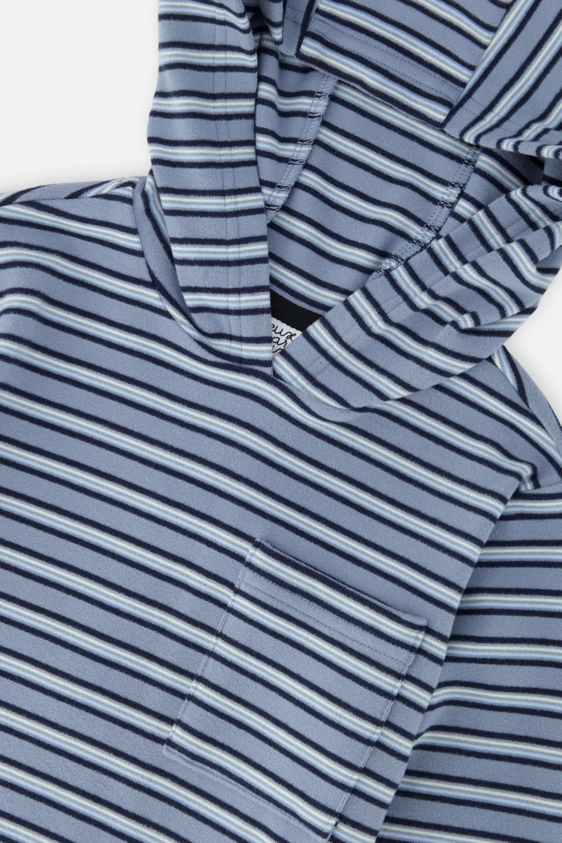 Striped Brushed Jersey Hooded T-Shirt | Blue And White | Deux Par Deux