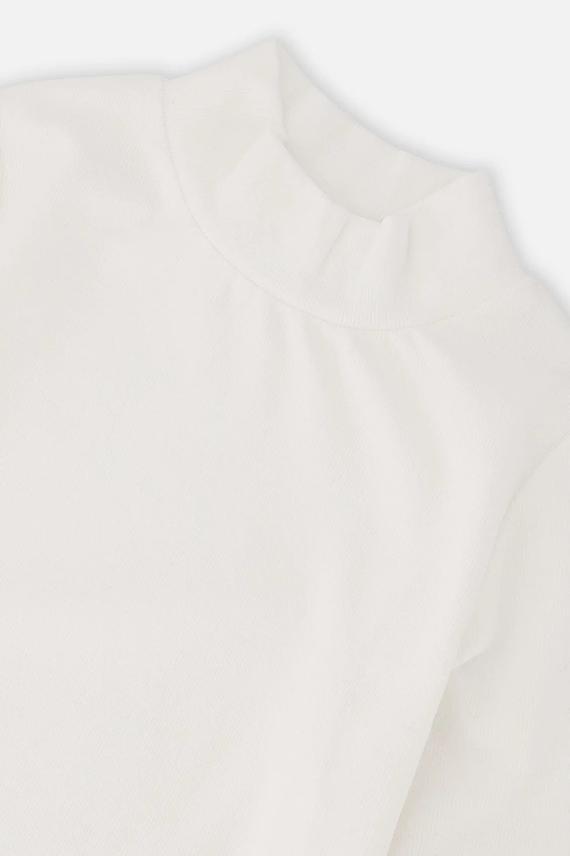 Brushed Rib Mock Neck Top | Off-White | Deux Par Deux