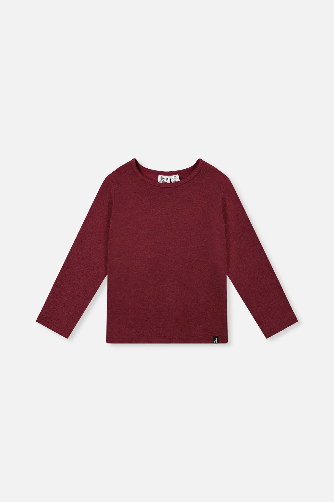 Brushed Rib Crew Neck Top | Reddish-Brown | Deux Par Deux