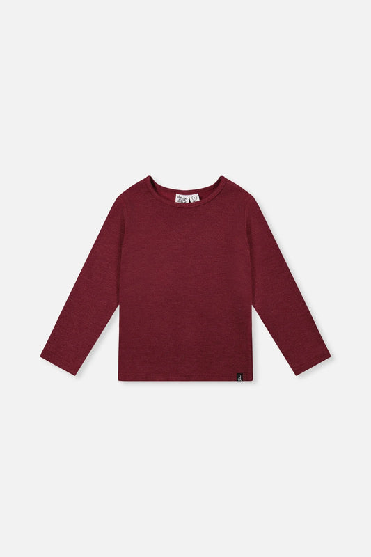 Brushed Rib Crew Neck Top | Reddish-Brown | Deux Par Deux