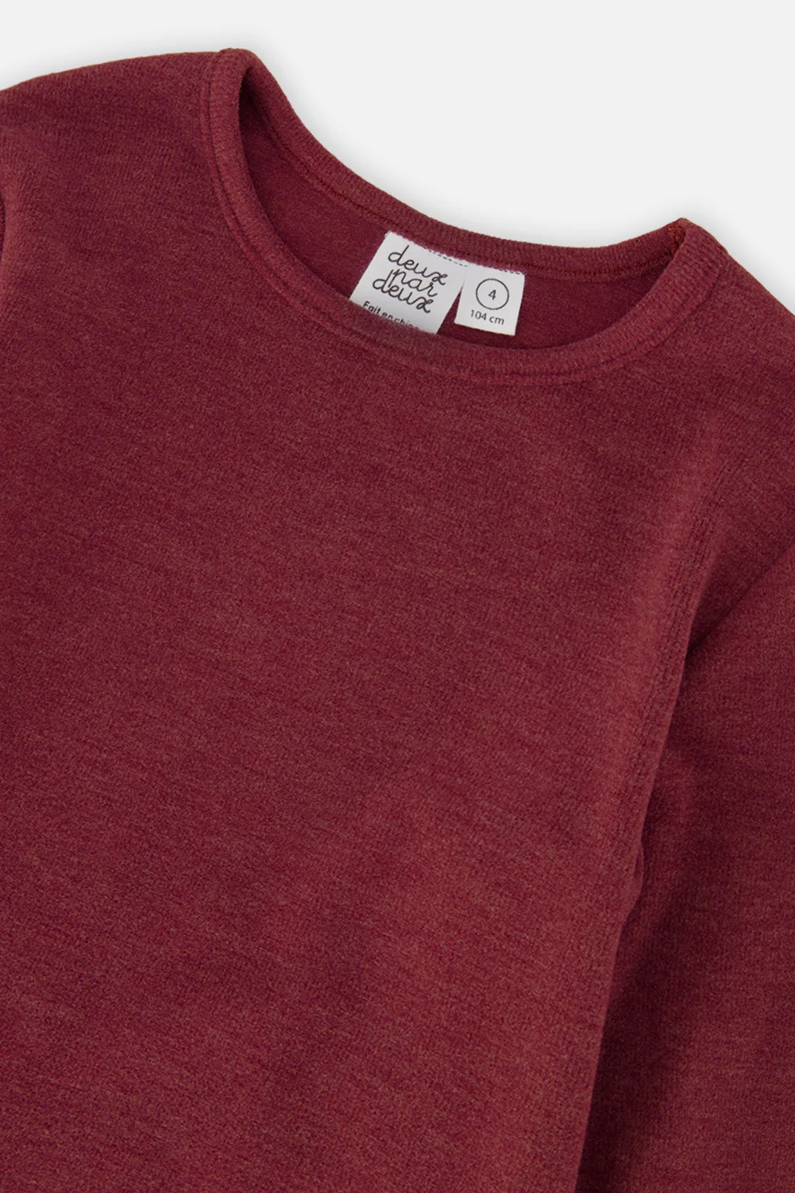 Brushed Rib Crew Neck Top | Reddish-Brown | Deux Par Deux