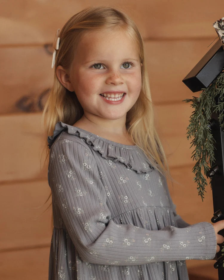 Ruffle Collar Dress | Slate Bloom | Rylee & Cru