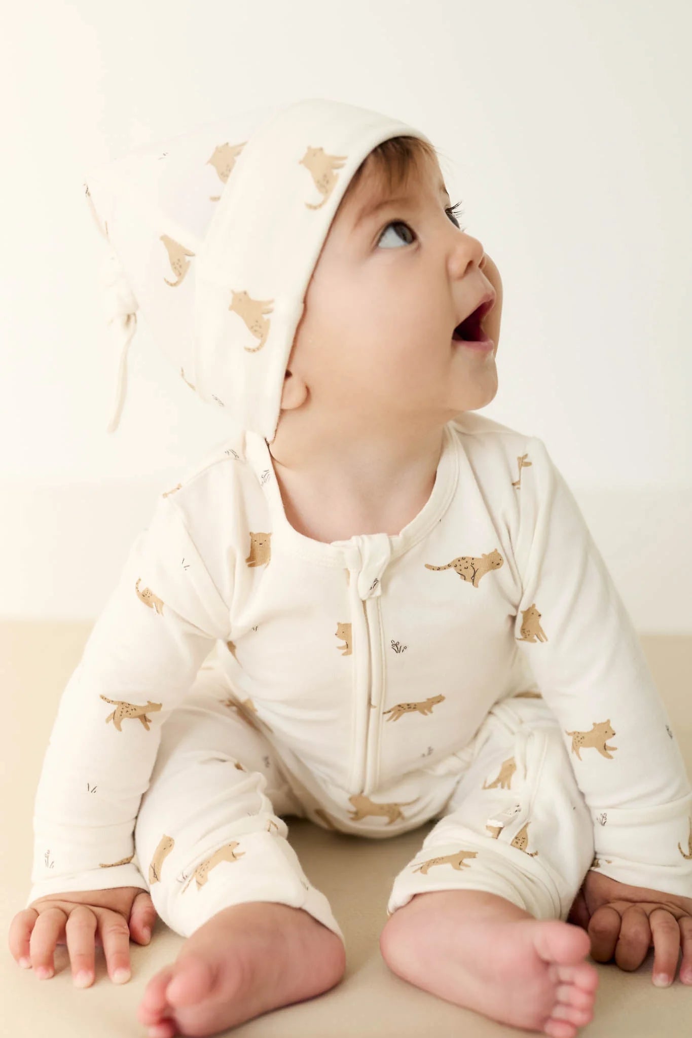 Organic Cotton Reese Zip Onepiece | Lenny Leopard Cloud | Jamie Kay