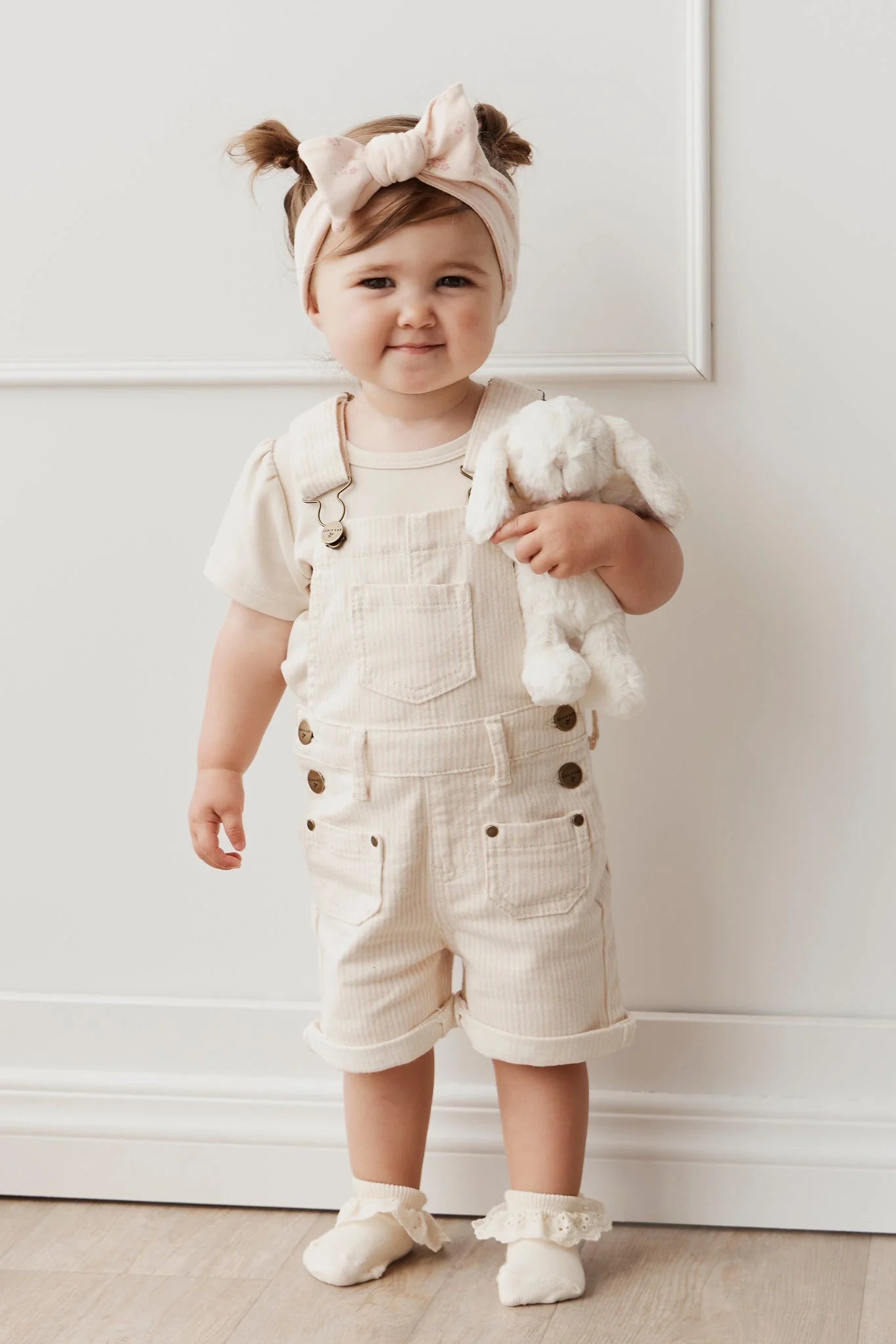 Chase Short Overall | Jamie Kay | Powder Pink/Egret