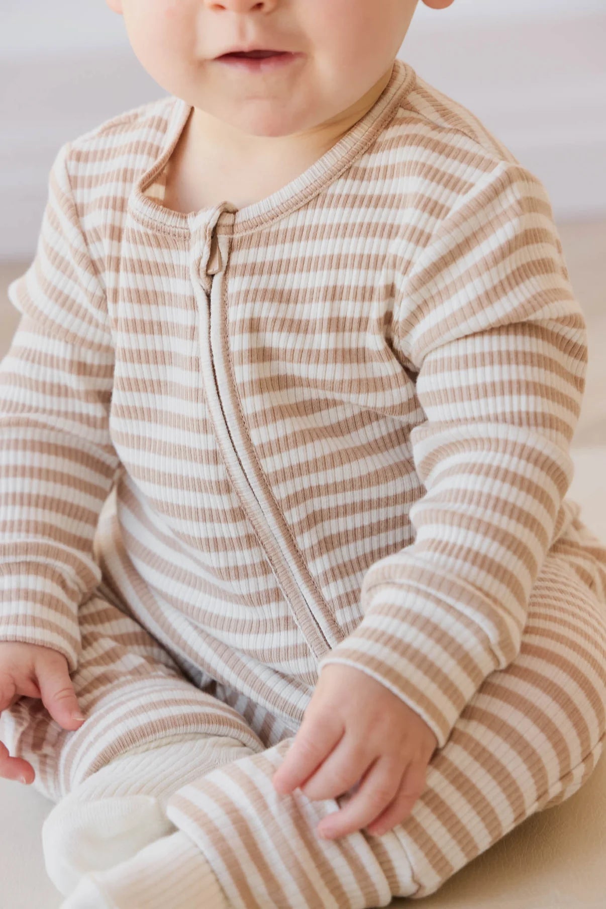 Organic Cotton Modal Gracelyn Onepiece - Narrow Stripe Baker/Cloud | Jamie Kay