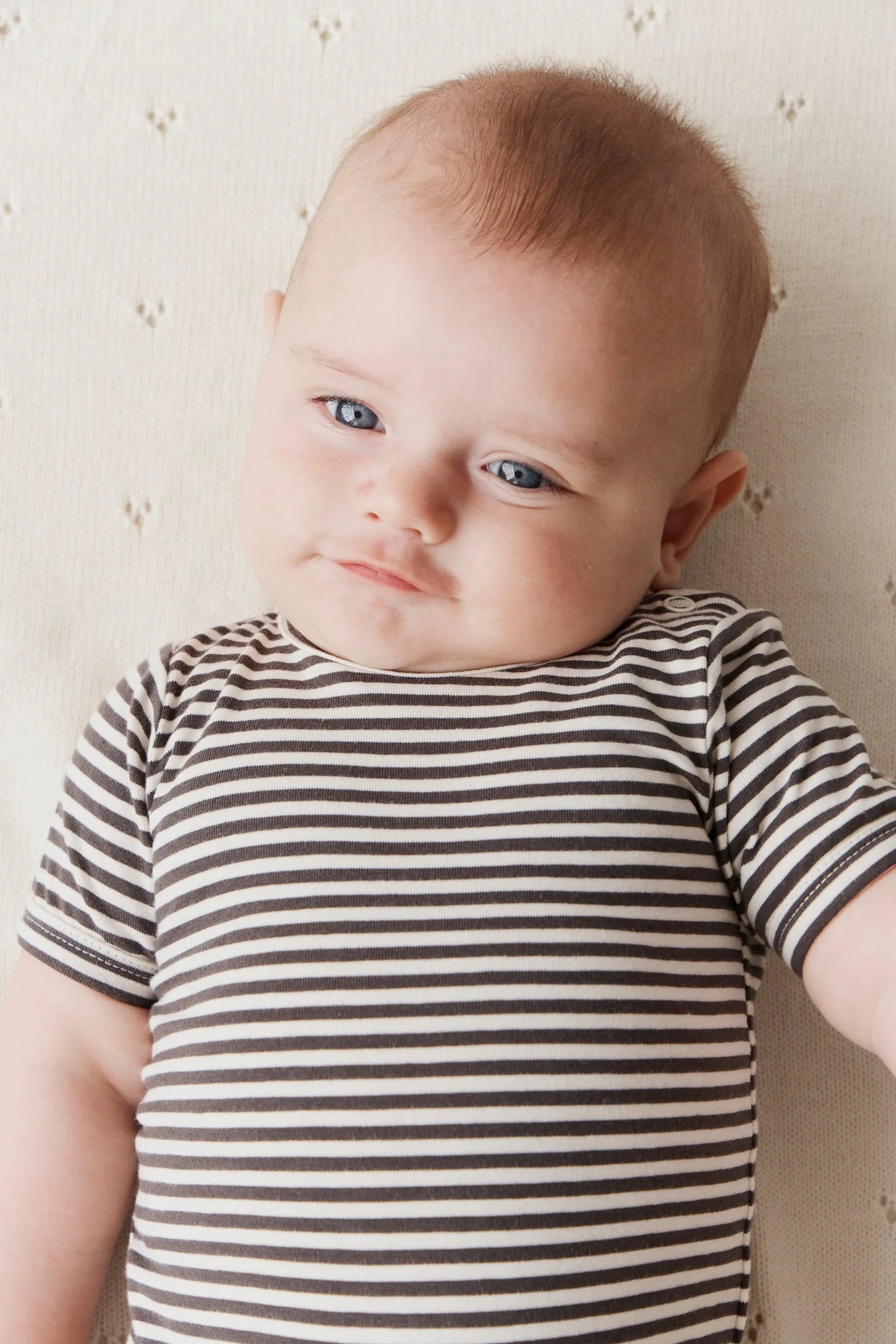 Organic Cotton Hudson Short Sleeve Bodysuit | Jamie Kay | Black Olive Stripe