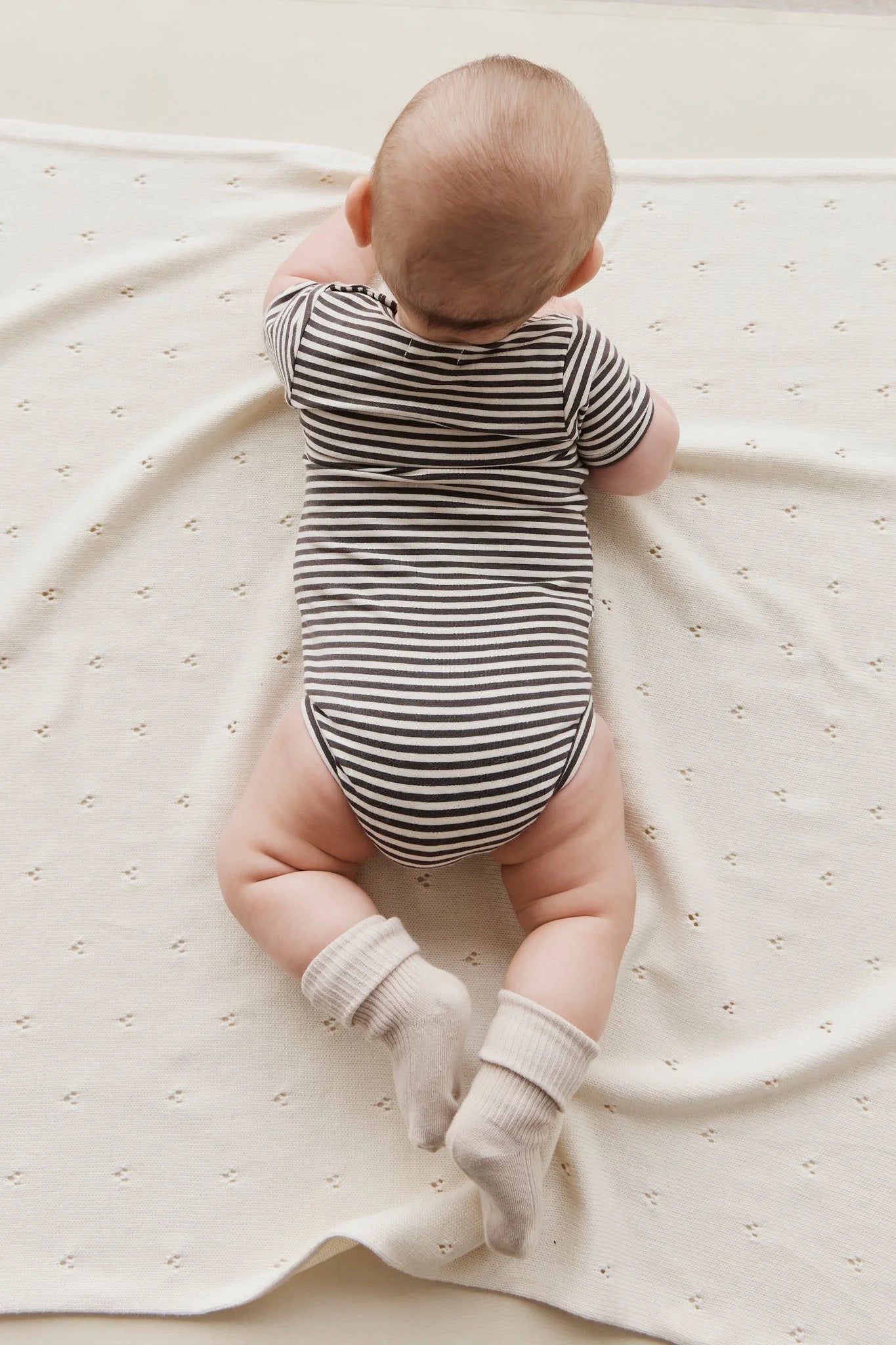 Organic Cotton Hudson Short Sleeve Bodysuit | Jamie Kay | Black Olive Stripe