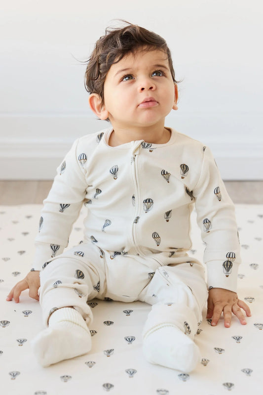 Organic Cotton Reese Zip Onepiece | Montgolfiere Cloud | Jamie Kay