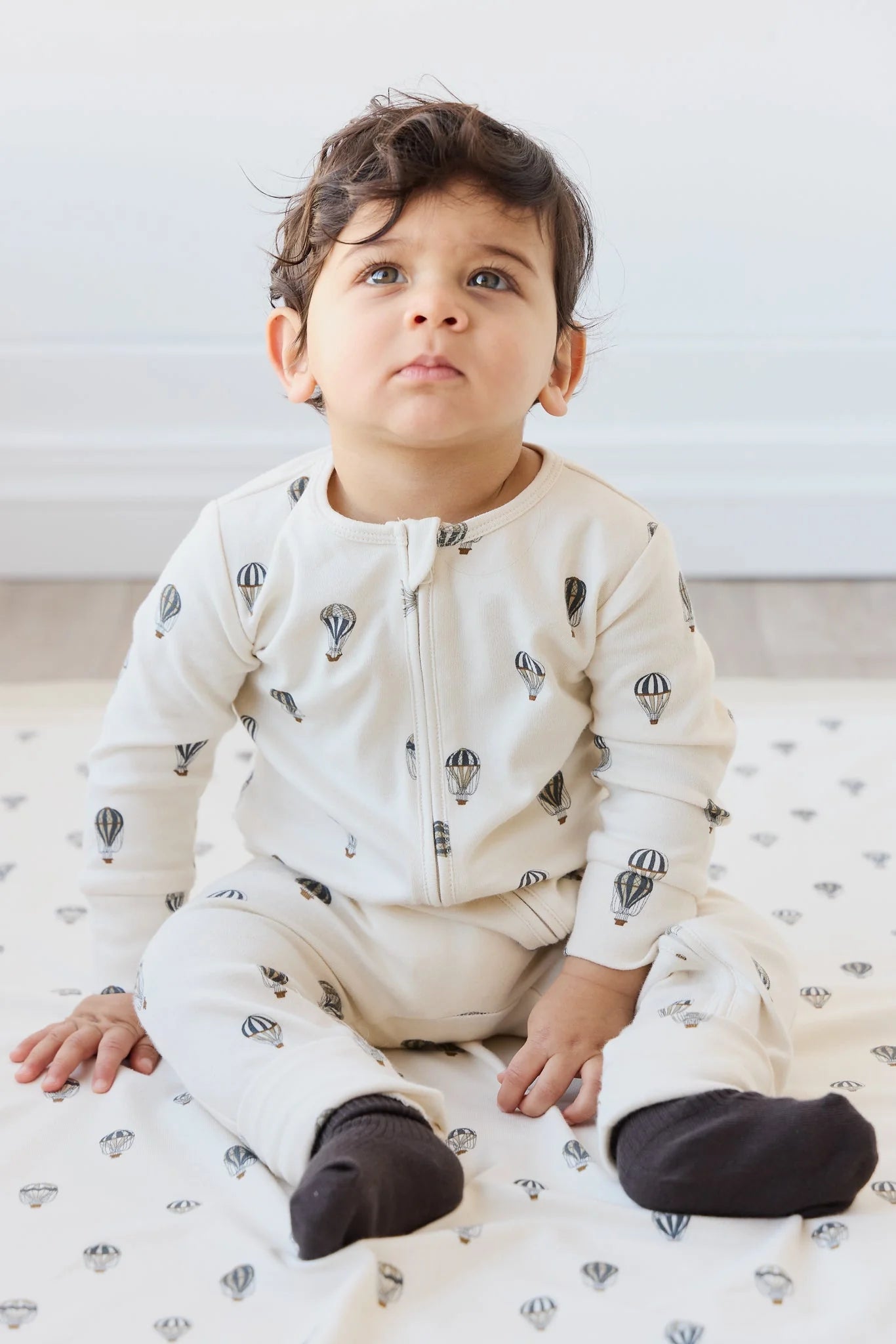 Organic Cotton Reese Zip Onepiece | Montgolfiere Cloud | Jamie Kay