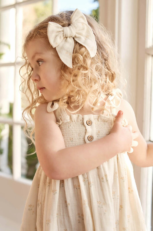 Organic Cotton Muslin Bow - Pauline Chamomile | Jamie Kay