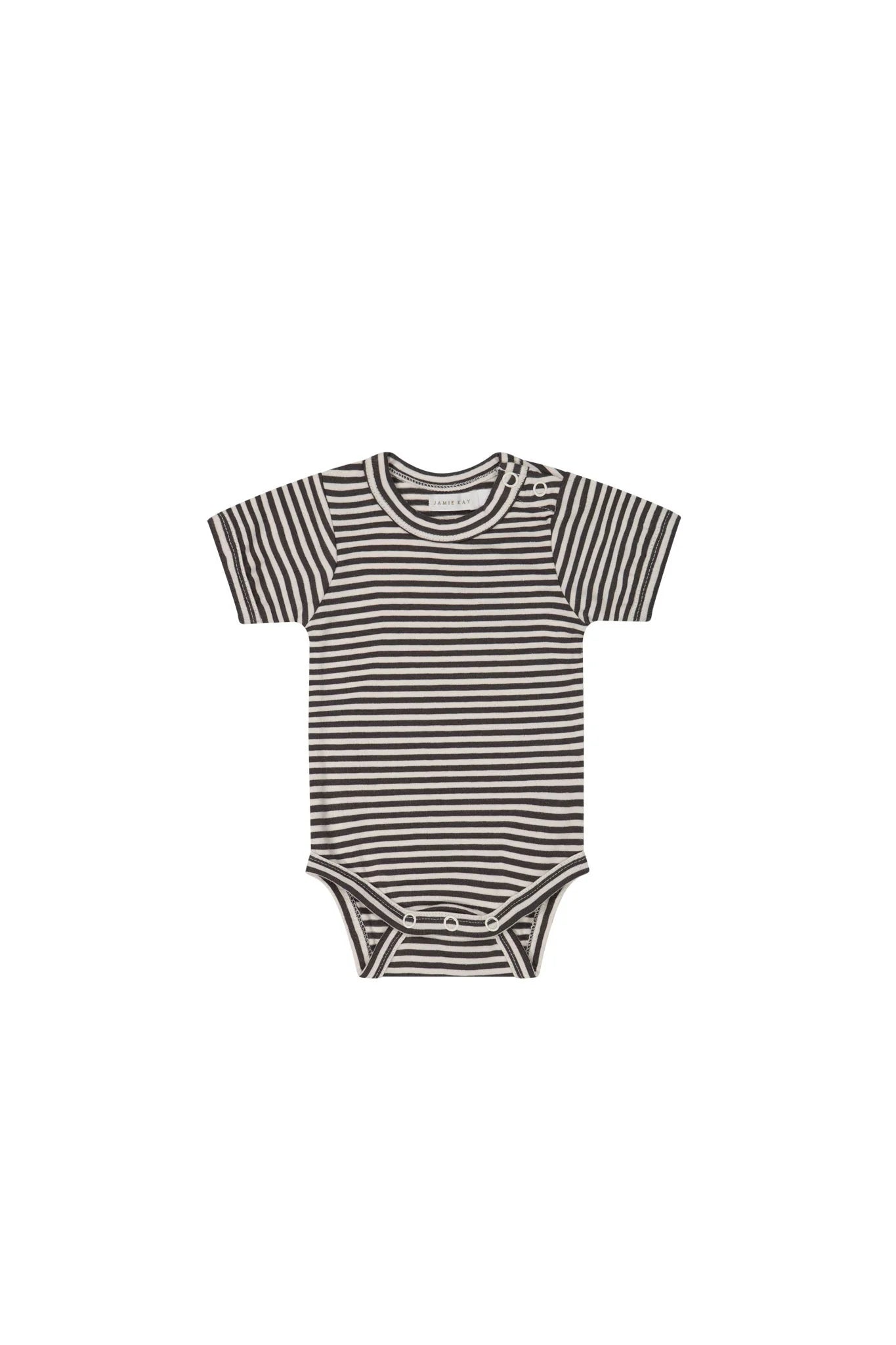 Organic Cotton Hudson Short Sleeve Bodysuit | Jamie Kay | Black Olive Stripe