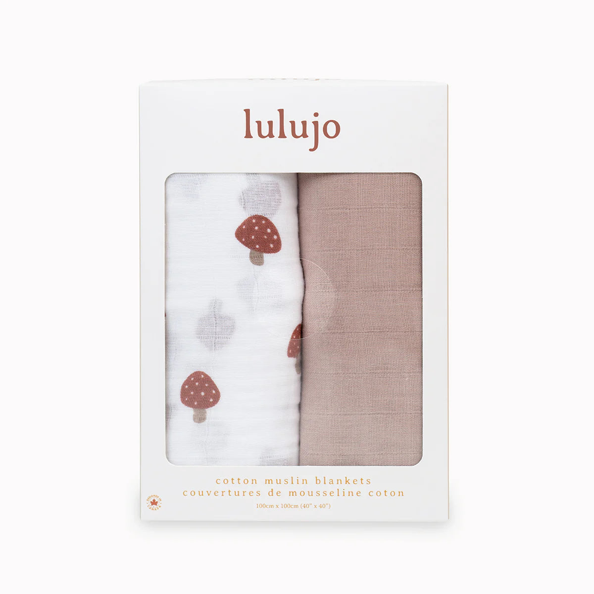 Cotton Swaddle 2 Pack | Mushroom & Sand | Lulujo