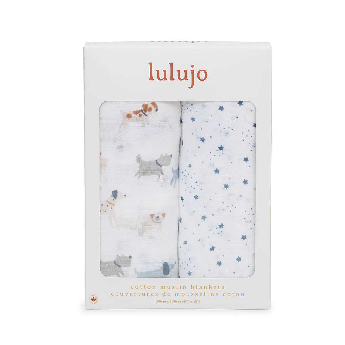 Cotton Swaddle 2 Pack | Puppy & Stars | Lulujo