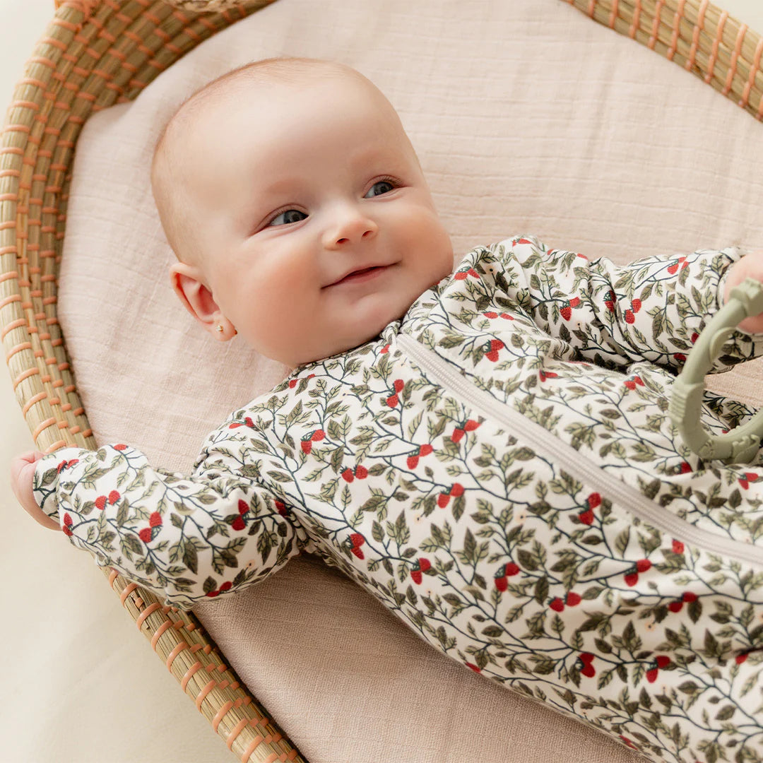 Raspberry Bush Print Jersey Sleeper | Petit Lem