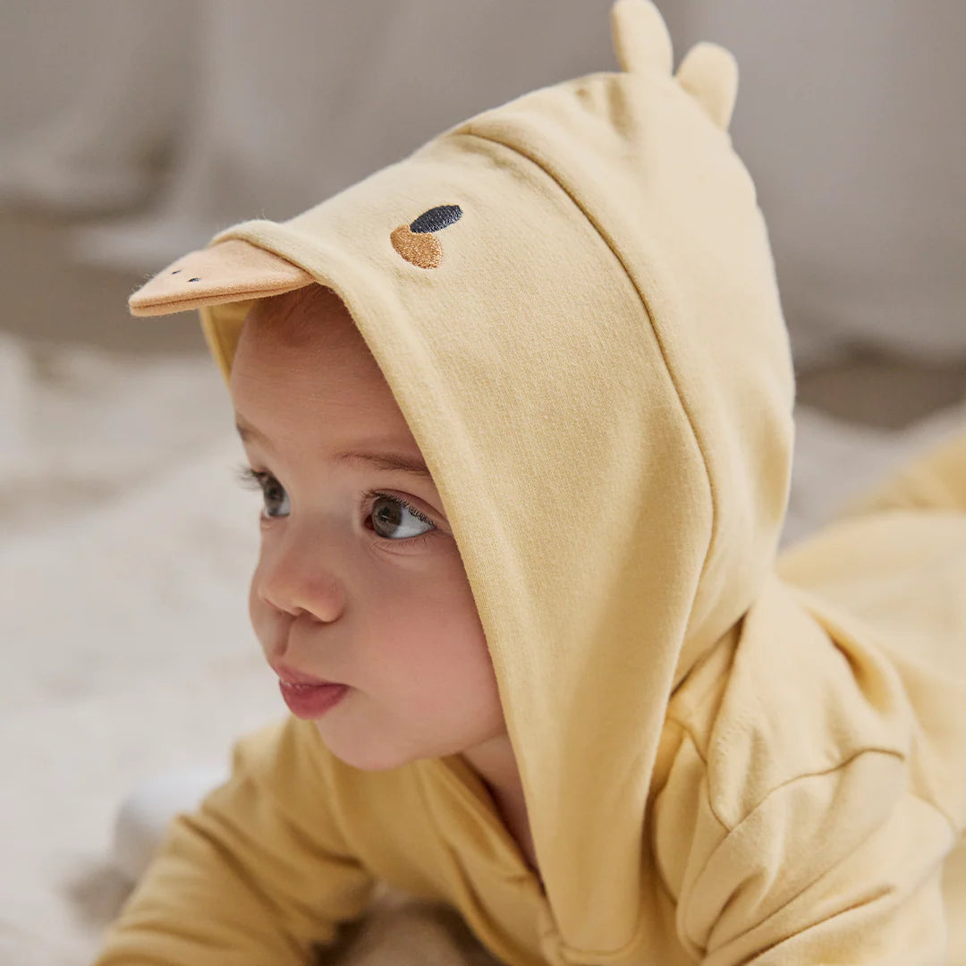 Hooded Baby Chick Yellow Playsuit | Petit Lem