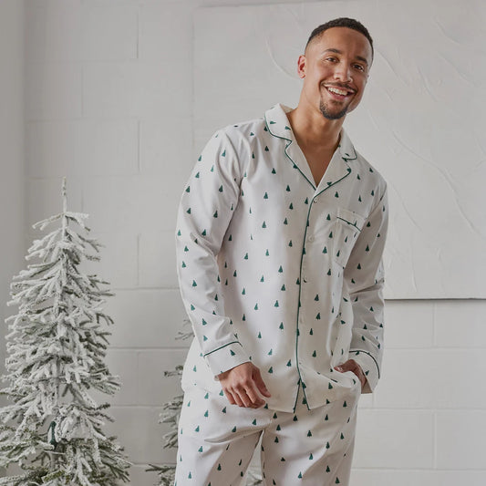 Men’s Sleep Set FAMILY MATCHING | Pine Tree Farm on Off-White | Petit Lem