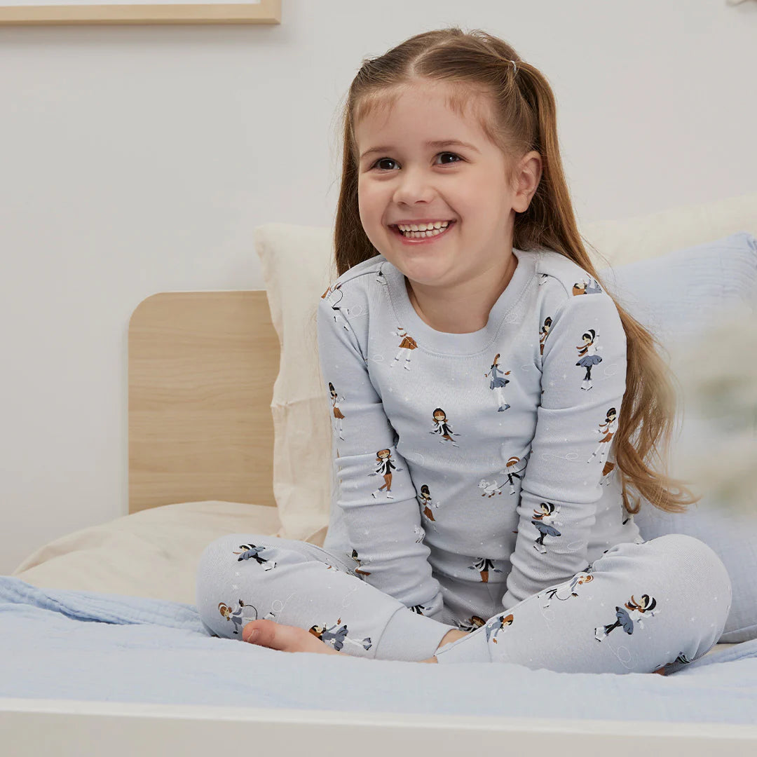 PJ Set | Figure Skating Print on Pearl Blue | Petit Lem