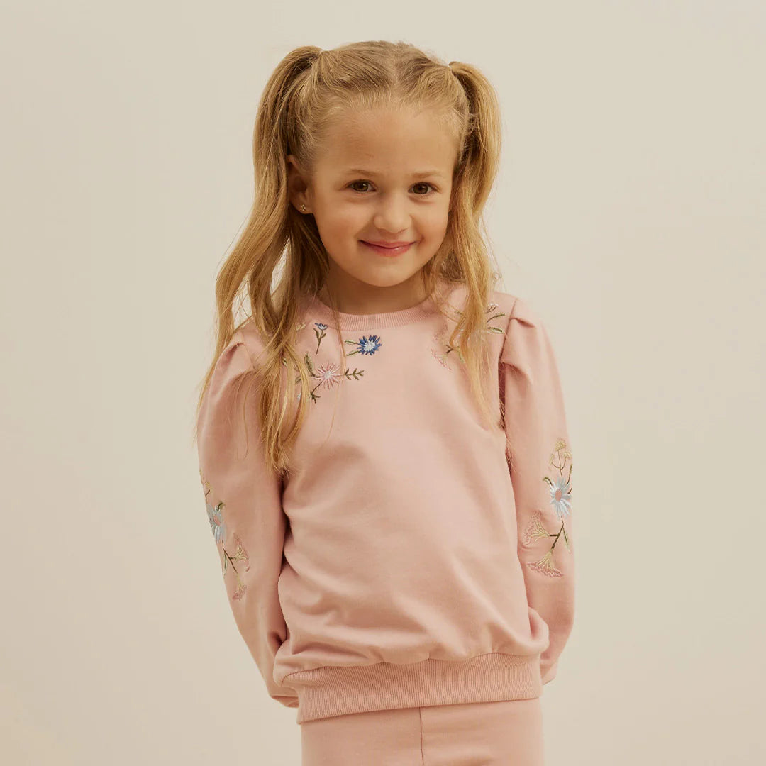 Sweatshirt | Pink Floral Embroidery | Miles the Label