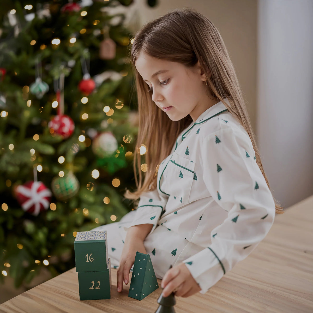 Poplin PJ Set FAMILY MATCHING | Pine Tree Farm Print on Off-White | Petit Lem