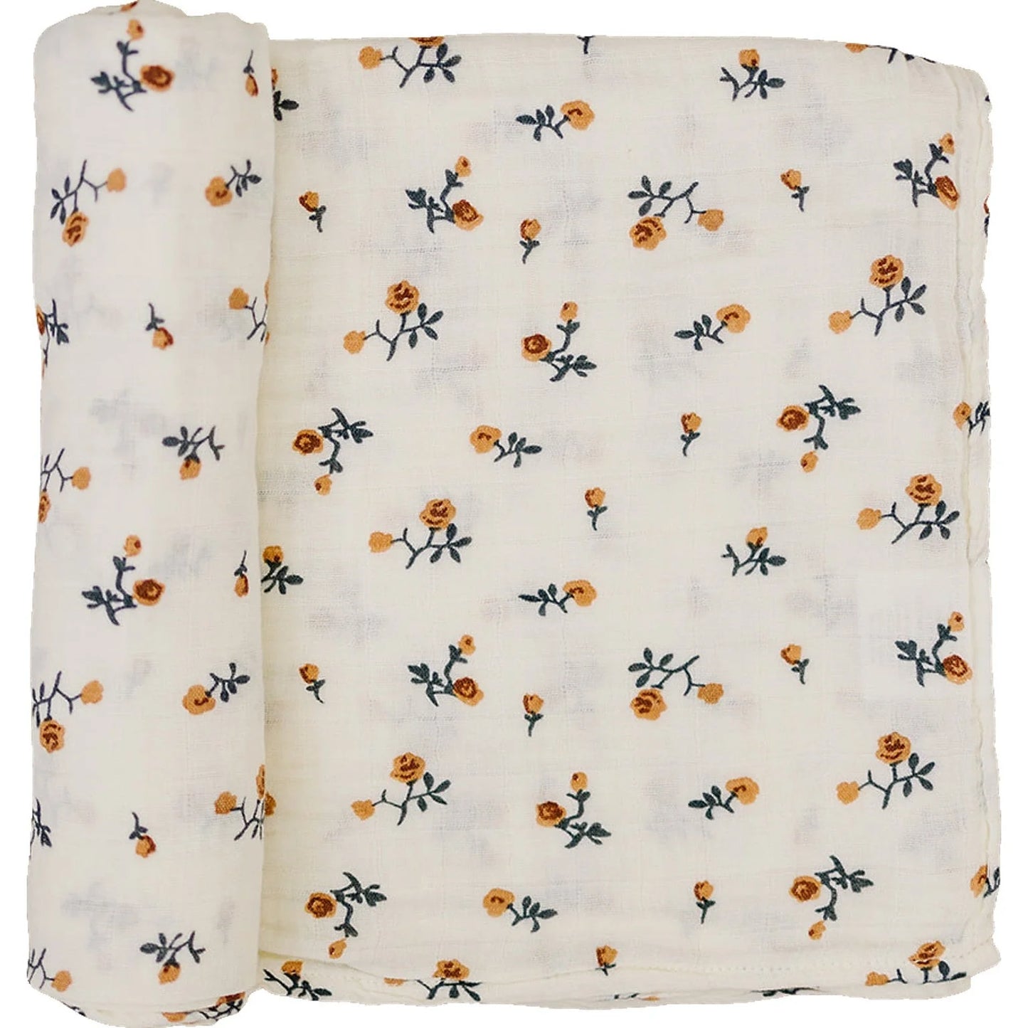 Cream Floral Muslin Swaddle Blanket | Mebie Baby