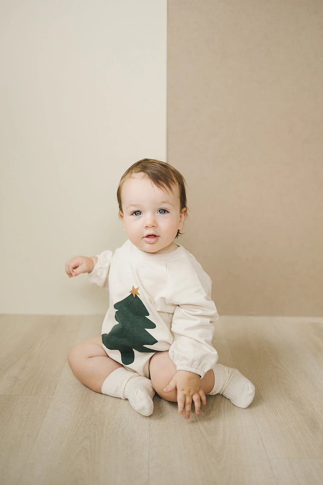 Christmas Tree French Terry Bubble Romper | Mebie Baby