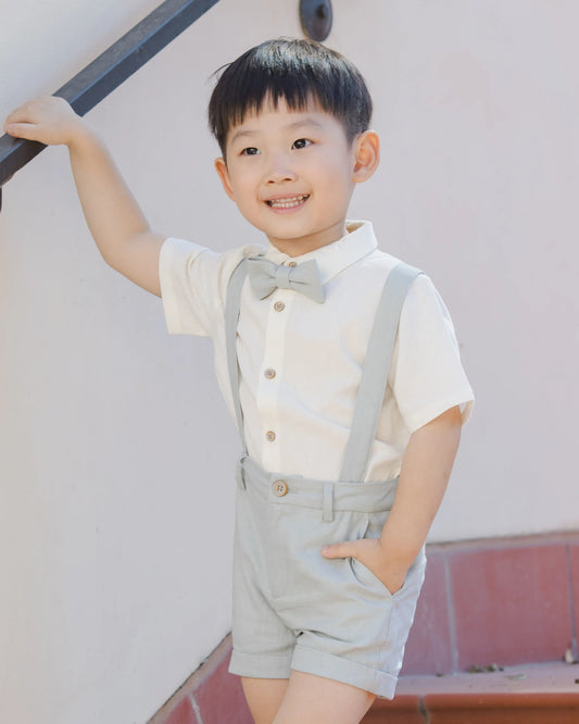 Suspender Shorts | Heather Mist | Noralee