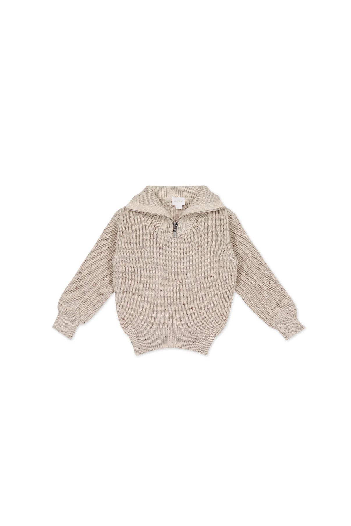 Nicholas Half Zip Jumper - Oatmeal Little Fawn Elk Fleck | Jamie Kay