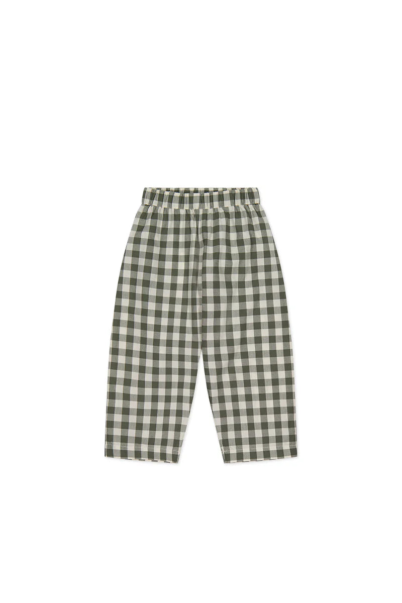 Organic Cotton Kingston Pant - Gingham Grape Leaf | Jamie Kay