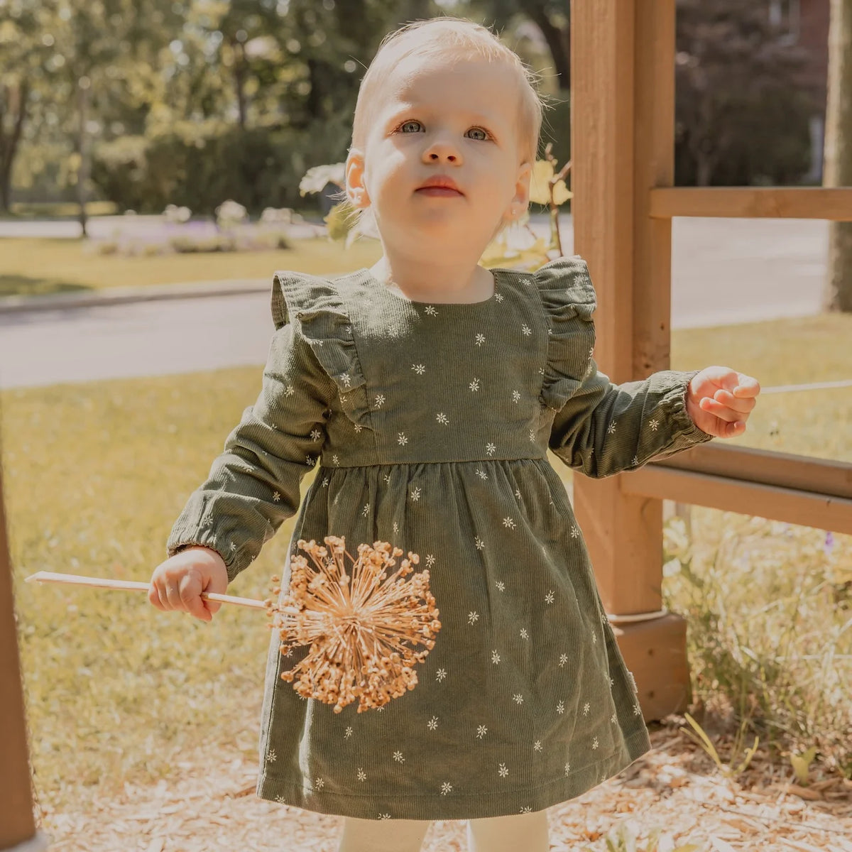 Sweet Floral Corduroy Dress Set | Petit Lem