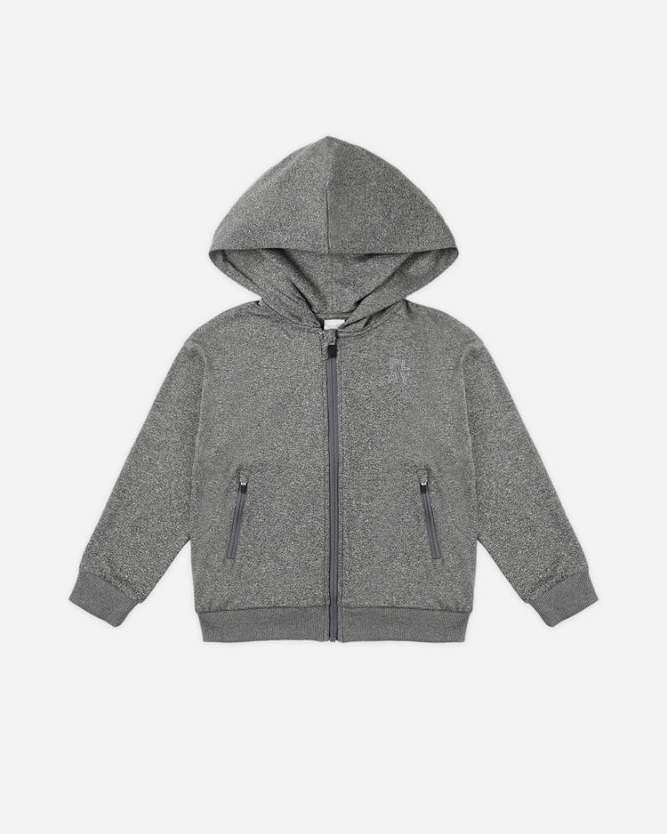 Zip-Up Tech Hoodie | Heathered Black | Rylee & Cru