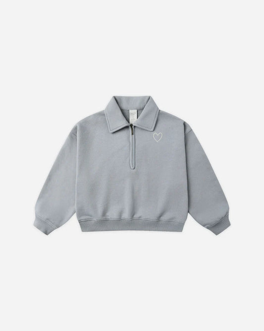 Quarter Zip Sweatshirt | Dusty Blue | Rylee & Cru