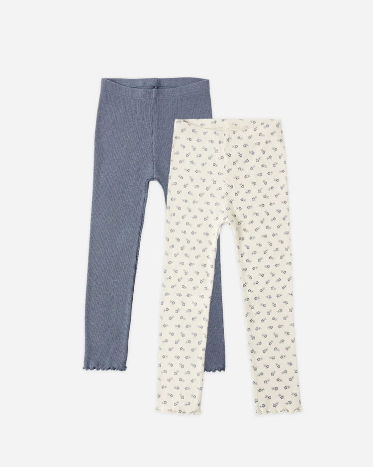 Ribbed Legging Set | Natural Blue Ditsy,  Heathered Marine | Rylee & Cru