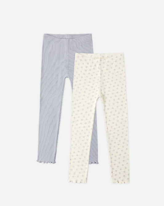 Ribbed Legging Set | Natural & Periwinkle | Rylee & Cru