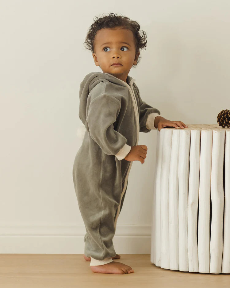 Velour Zip Jumpsuit | Forest | Quincy Mae