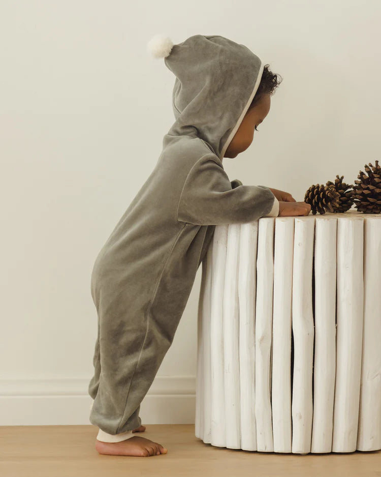 Velour Zip Jumpsuit | Forest | Quincy Mae