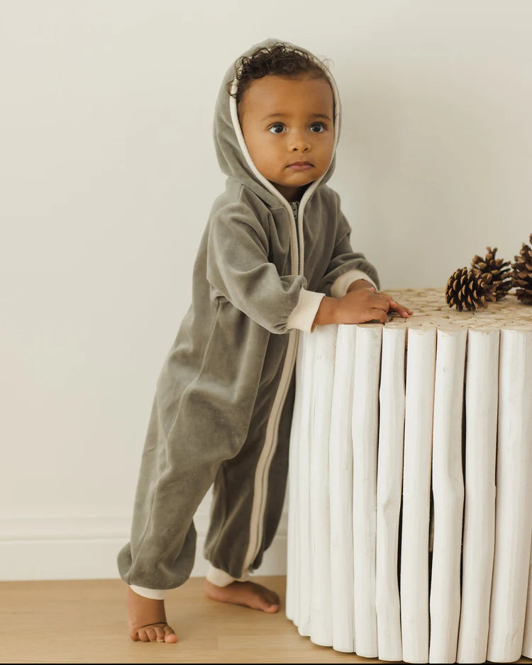 Velour Zip Jumpsuit | Forest | Quincy Mae