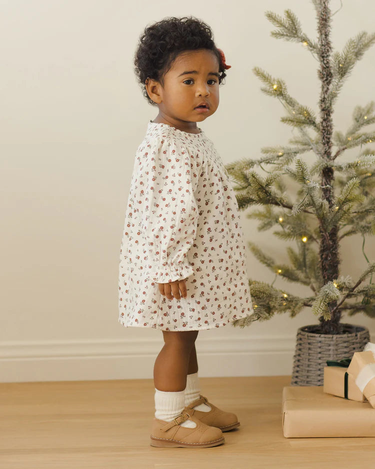 V Smocked Dress | Winter Ditsy | Quincy Mae