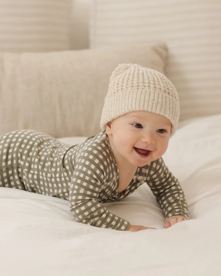 Bamboo Zip Footie | Forest Check | Quincy Mae