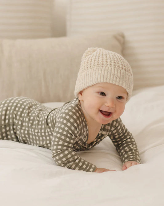 Bamboo Zip Footie | Forest Check | Quincy Mae