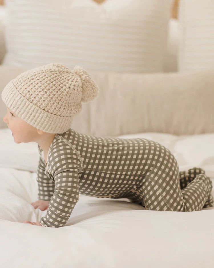 Bamboo Zip Footie | Forest Check | Quincy Mae