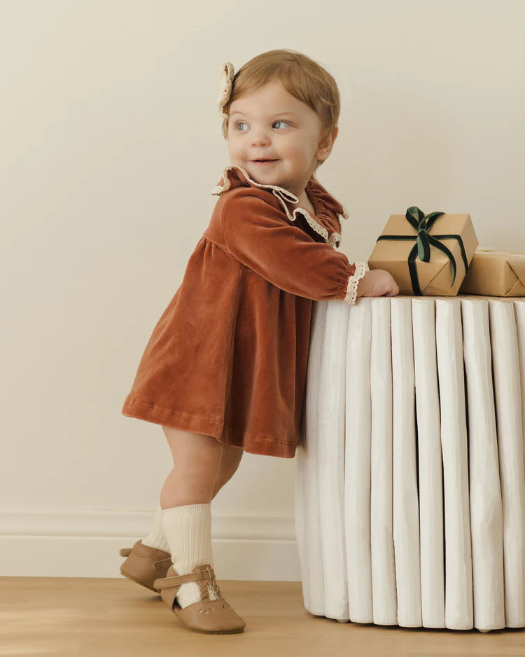 Velour Baby Dress | Cranberry | Quincy Mae