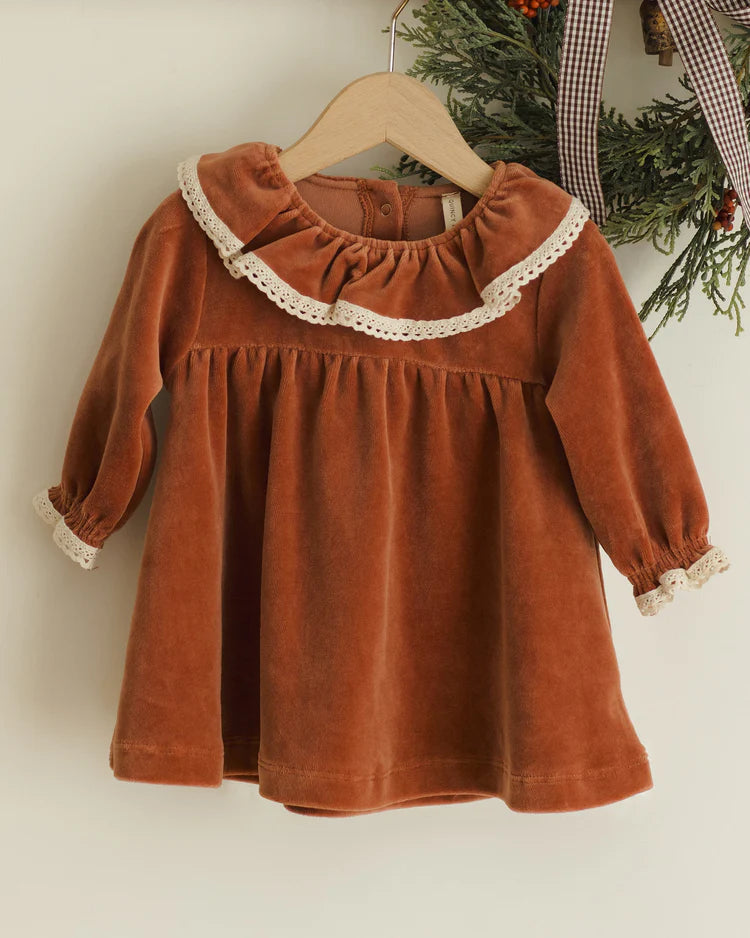 Velour Baby Dress | Cranberry | Quincy Mae