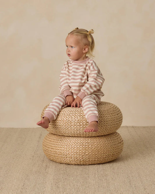 Relaxed Sweat Suit | Pink Stripe | Quincy Mae