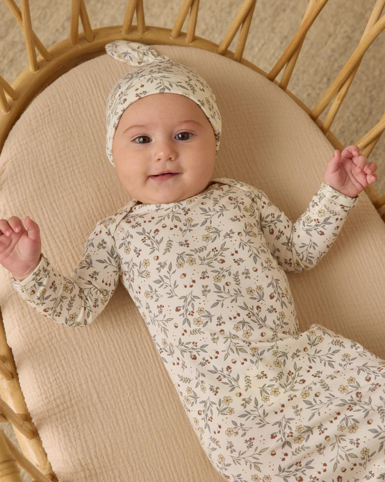 Bamboo Baby Gown + Hat Set | Woodland | Quincy Mae